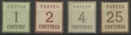 NDP 1-3,7II *, 1870, 1 - 4 Und 25 C. Spitzen Nach Unten, 4 Werte Feinst (kleine Mängel), Mi. 850.- - Mint