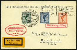 KATAPULTPOST 12b BRIEF, 19.5.1930, &quot,Bremen&quot, - New York. Seepostaufgabe, Prachtbrief - Briefe U. Dokumente