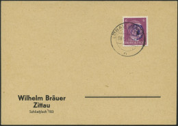 LÖBAU 1 BRIEF, 1945, 6 Pf. Hitler Mit Blauviolettem Echten Aufdruck Auf Bräuer-Blancokarte, Stempel LÖBAU N (derzeit Nic - Privatpost