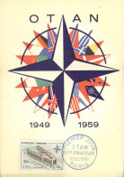 CARTE  1er  JOUR   "  OTAN - 1949-1959 "  -  10ème  ANNIVERSAIRE - PARIS - 12 Décembr 1959 - NAVO