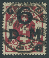 DIENSTMARKEN D 25b O, 1922, 6 Auf 3 M. Karminrot, Zeitgerechte Entwertung DANZIG 5b, Pracht, Fotobefund Gruber, Mi. 350. - Service