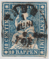 CH Strubel 10 Rp. Blau SBK#23G; 23B4 Gestempelt Thun Weissrandig - Gebraucht