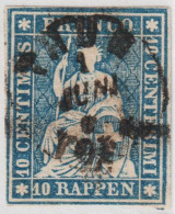 CH Strubel 10 Rp. Blau SBK#23G; 23B4 Gestempelt Thun Weissrandig - Used Stamps