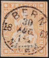 CH Strubel 20 Rp. Orange SBK#25G; 25B4 Gestempelt Bern 1862-08-18 Vollstempel - Oblitérés