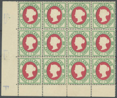 HELGOLAND 14e **, 1890, 10 Pf. Bläulichgrün/karmin Im Postfrischen 12er-Block Aus Der Linken Unteren Bogenecke, 2 Werte  - Helgoland