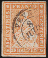 CH Strubel 20 Rp. Orange SBK#25G; 25B4 Gestempelt Vevey - Used Stamps
