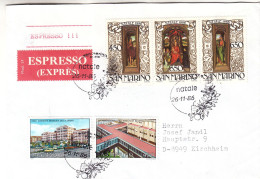 Saint Marin - Lettre Exprès De 1986 - Oblit Poste San Marino - Exp Vers Kirchheim - Cachet De Mindelheim - Espace - - Covers & Documents