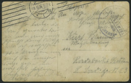 MSP VON 1914 - 1918 (Großer Kreuzer HANSA), 9.10.1914, Violetter Briefstempel, Feldpost-Ansichtskarte Von Bord Der Hansa - Maritime
