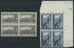 LUXEMBURG 143A,147A  VB **, 1923, 10 Und 3 Fr. Landschaften, Gezähnt A, In Viererblocks, Postfrisch, Pracht, Mi. 128.- - Other & Unclassified