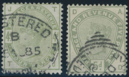 GROSSBRITANNIEN 77/8 O, 1884, 4 P. Und 5 P. Dkl`graugrün, 2 Prachtwerte, Mi. 320.- - Usados