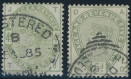 GROSSBRITANNIEN 77/8 O, 1884, 4 P. Und 5 P. Dkl`graugrün, 2 Prachtwerte, Mi. 320.- - Gebruikt