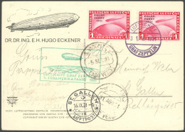 Dt. Reich 456I,456 BRIEF, 1931, 1 RM Polarfahrt, 2x Auf 1. Südamerikafahrt-Karte, Linke Marke Mit Aufdruckfehler Ohne Bi - Autres & Non Classés