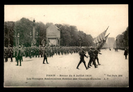 GUERRE 14/18 - REVUE DU 14 JUILLET 1918 PARIS - LES TROUPES AMERICAINES AVENUE DES CHAMPS -ELYSEES - Weltkrieg 1914-18