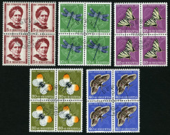 SCHWEIZ BUNDESPOST 561-65  VB O, 1951, Pro Juventute In Viererblocks Mit Zentrischen Ersttagsstempeln, Prachtsatz - Used Stamps