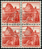 SCHWEIZ BUNDESPOST 327DP  VB O, 1938, 20 C. Dkl`rosa, Doppelprägung Des Gesamten Markenbildes, Im Zentrisch Gestempelten - Oblitérés