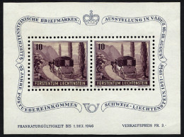 LIECHTENSTEIN Bl. 4 *, 1946, Block Briefmarkenausstellung, Falzreste Im Rand, Marken Postfrisch, Pracht - Sonstige & Ohne Zuordnung