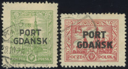 PORT GDANSK 12,14 O, 1926, 5 Gr. Gelbgrün Und 15 Gr. Lebhaftkarminrot, üblich Gezähnt Pracht, Mi. 120.- - Port Gdansk