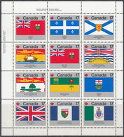 KANADA  731-742, Kleinbogen, Postfrisch **, Flaggen Der Kanadischen Provinzen Und Territorien, 1979 - Blokken & Velletjes