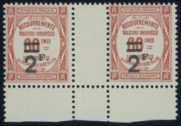 PORTOMARKEN P 56ZW **, 1926, 2 Fr. Auf 60 C. Ziegelrot Im Waagerechten Zwischenstegpaar, Postfrisch, Pracht - Other & Unclassified