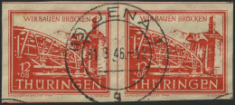 THÜRINGEN 113ayII O, 1945, 12 Pf. Dkl`orange Wiederaufbau Mit Abart Punkt Im E In Thüringen (Feld 23), Im Waagerechten P - Sonstige & Ohne Zuordnung