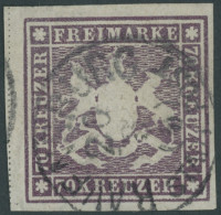 WÜRTTEMBERG 42a O, 1873, 70 Kr. Braunlila, K1 RAVENSBURG, Links Mit Vollständiger Trennlinie, Farbfrisches Kabinettstück - Other & Unclassified