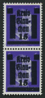 GLAUCHAU 5aDDIIIa Paar **, 1945, 15 Auf 6 Pf. Lebhaftblauviolett Doppelaufdruck Im Senkrechten Paar, Ein Wert Mit Abart  - Privatpost