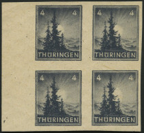 THÜRINGEN 93AYz1U VB **, 1945, 4 Pf. Bläulichschwarzgrau, Spargummierung, Dickes Papier, Steigende Papierstreifung, Unge - Sonstige & Ohne Zuordnung