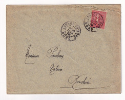 Lettre 1906 Lannoy Du Nord Semeuse 10 Centimes - 1903-60 Semeuse A Righe