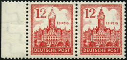 WEST-SACHSEN 155YI **, 1946, 12 Pf. Abschiedsserie, Wz, 1Y, Mit Abart Schnee Auf Turm, Im Waagerechten Paar Mit Normaler - Autres & Non Classés