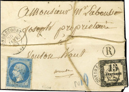 PC 4170 (Frouard) / N° 14 Belles Marges Càd T 15 GONDRECOURT (53) Sur Lettre Taxée Pour Utilisation Frauduleuse D'un Tim - 1853-1860 Napoléon III