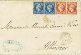 PC 3707 / N° 14 (paire) + 17 (paire) Càd CONSTANTINOPLE / TURQUIE Sur Lettre 2 Ports Pour Athènes. 1859. - TB / SUP. - R - 1853-1860 Napoléon III