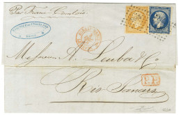 PC 1495 / N° 13 + 14 Càd Rouge BUREAU MARITIME / LE HAVRE 3 DEC. 56 Sur Lettre Au Tarif Des Bâtiments De Commerce Pour R - 1853-1860 Napoléon III