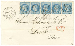 Etoile 17 / N° 29 Bande De 5 Càd PARIS / R. DU PONT - NEUF Sur Lettre Pour Lima. 1868. - SUP. - R. - 1863-1870 Napoleon III Gelauwerd