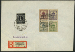 FINSTERWALDE 3,5,9b BRIEF, 1946, 8 Pf. Dkl`blauviolett Mit 5 Und 30 Pf. Wiederaufbau Zusatzfrankatur Auf Einschreibbrief - Private & Local Mails