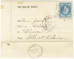 GC 3921 / N° 29 Càd PARIS / LES TERNES 15 NOV. 70 Sur Lettre PAR BALLON MONTE Pour Dinard. Au Verso, Càd D'arrivée 25 NO - War 1870