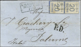 Cachet Encadré K: PR: FELD-POST / RELAIS N° 25 / 7 / 12 / Alsace N° 6 Paire Sur Lettre Pour Palerme. 1870. - TB / SUP. - - Brieven En Documenten