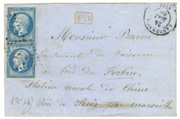 PC 1627 / N° 14 (2) Càd T 15 LANDERNEAU (28) Sur Lettre Au Tarif Des Officiers Pour La Station Navale De Chine. 1860. -  - Legerstempels (voor 1900)