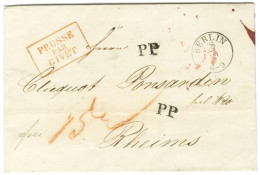 Lettre En Port Payé De Berlin Pour Reims, Au Recto Marque Postale Rouge Encadrée PRUSSE / PAR / GIVET. 1840. - SUP. - Marques D'entrées