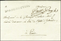 D'ARGENTEUIL (L N° 1) + '' Port Payé '' (non Signalé) Sur Lettre Avec Texte Daté Du 13 Janvier 1776 Pour Paris. - SUP. - - Other & Unclassified