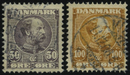 DÄNEMARK 51/2 O, 1905, 50 ø Dkl`lila Und 100 ø Gelbbraun, 2 Prachtwerte, Mi. 80.- - Usati