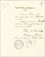 Document Daté Du Palais Le 20 Juillet 1849 Signé Le Colonel De Gendarmerie Commandant Supérieur à Belle Ile, Avec Cachet - Civil Frank Covers