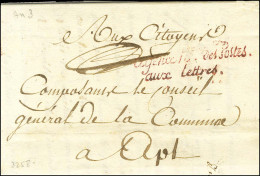 Agence Nale Des Postes / Aux Lettres Rouge (S N° 8564) Sur Lettre Avec Texte Daté De Paris Le 23 Ventose An 3 Pour Apt.  - Burgerlijke Brieven Zonder Portkosten