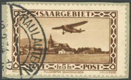 SAARGEBIET 159 BrfStk, 1932, 5 Fr. Flugpost, Prachtbriefstück, Gepr. Ney, Mi. 120.- - Otros & Sin Clasificación