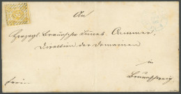 BRAUNSCHWEIG 14A BRIEF, 1865, 1 Sgr. Gelbocker, Durchstochen 16, Fast Allseits Vollständiger Durchstich, Auf Brief Mit N - Brunswick