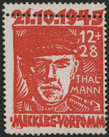 MECKLENBURG-VORPOMMERN 22b **, 1945, 12 Pf. Orangerot Faschismus, Oben Mit Doppelzähnung!, Pracht, R!, Fotoattest Kramp - Autres & Non Classés