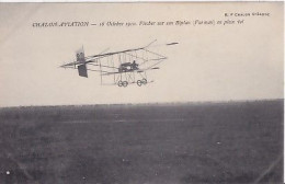 CHALON AVIATION     OCTOBRE 1910                     FISCHER SUR SON  BIPLAN - Meetings