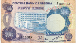NIGERIA P14f 50 Kobo  1973 Signature 6 FINE NO P.h. - Nigeria