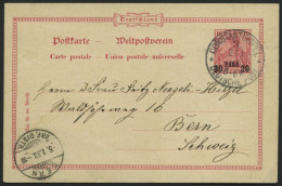 DP TÜRKEI P 7 BRIEF, 1900, 20 PARA Auf 10 Pf. Reichspost Stempel CONSTANTINOPEL 3 **, Prachtkarte In Die Schweiz - Turkse Rijk (kantoren)