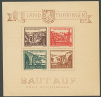 THÜRINGEN Bl. 4a **, 1946, Brückenblock, Type I, Postfrisch, Eckbug Sonst Pracht, Mi. 450.- - Autres & Non Classés