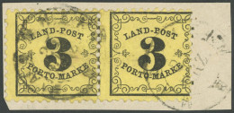 BADEN LP 2x  Paar BrfStk, 1863, 3 Kr. Schwarz Auf Gelb Im Waagerechten Paar, K2 MANNHEIM, üblich Zentriertes Und Gezähnt - Oblitérés